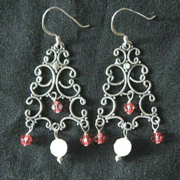 Jewelry - Chandelier Sterling Silver Crystal Bead Earrings